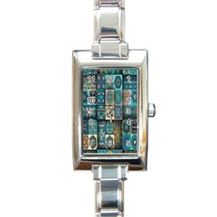 Texture, Pattern, Abstract, Colorful, Digital Art Rectangle Italian Charm Watch by nateshop
