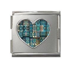 Texture, Pattern, Abstract, Colorful, Digital Art Mega Link Heart Italian Charm (18mm) by nateshop