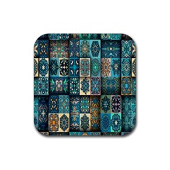 Texture, Pattern, Abstract, Colorful, Digital Art Rubber Coaster (square) by nateshop