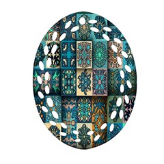 Texture, Pattern, Abstract, Colorful, Digital Art Oval Filigree Ornament (two Sides) by nateshop