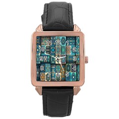 Texture, Pattern, Abstract, Colorful, Digital Art Rose Gold Leather Watch  by nateshop