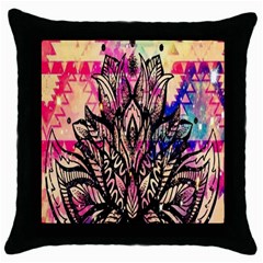 Aztec Flower Galaxy Throw Pillow Case (black) by nateshop