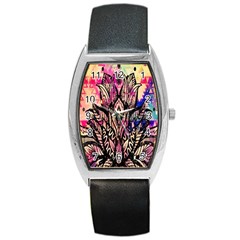 Aztec Flower Galaxy Barrel Style Metal Watch