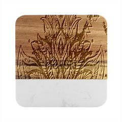 Aztec Flower Galaxy Marble Wood Coaster (square)