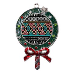 Aztec Wallpaper Metal X mas Lollipop With Crystal Ornament