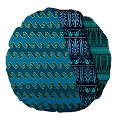 Aztec, Batik Large 18  Premium Round Cushions by nateshop