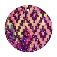 Cute Glitter Aztec Design Round Ornament (two Sides) by nateshop