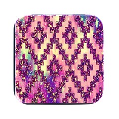 Cute Glitter Aztec Design Square Metal Box (black) by nateshop