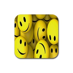 Emoji, Colour, Faces, Smile, Wallpaper Rubber Coaster (Square)