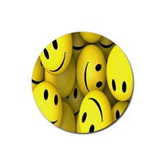 Emoji, Colour, Faces, Smile, Wallpaper Rubber Coaster (Round)