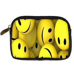 Emoji, Colour, Faces, Smile, Wallpaper Digital Camera Leather Case