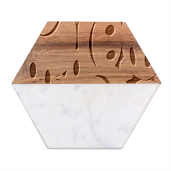 Emoji, Colour, Faces, Smile, Wallpaper Marble Wood Coaster (Hexagon) 