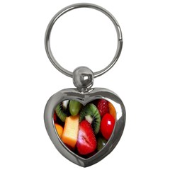 Fruits, Food, Green, Red, Strawberry, Yellow Key Chain (heart) by nateshop