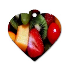 Fruits, Food, Green, Red, Strawberry, Yellow Dog Tag Heart (two Sides) by nateshop