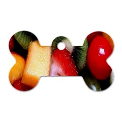 Fruits, Food, Green, Red, Strawberry, Yellow Dog Tag Bone (two Sides) by nateshop