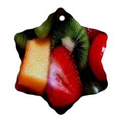 Fruits, Food, Green, Red, Strawberry, Yellow Snowflake Ornament (two Sides)