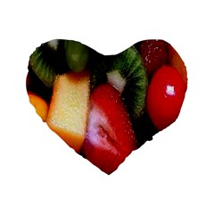 Fruits, Food, Green, Red, Strawberry, Yellow Standard 16  Premium Heart Shape Cushions by nateshop