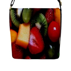 Fruits, Food, Green, Red, Strawberry, Yellow Flap Closure Messenger Bag (l) by nateshop