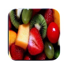 Fruits, Food, Green, Red, Strawberry, Yellow Square Metal Box (black)