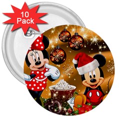 Cartoons, Disney, Merry Christmas, Minnie 3  Buttons (10 pack) 