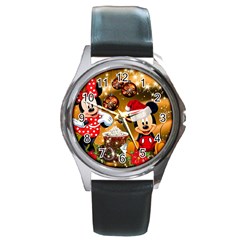 Cartoons, Disney, Merry Christmas, Minnie Round Metal Watch by nateshop