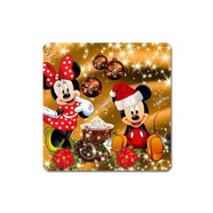 Cartoons, Disney, Merry Christmas, Minnie Square Magnet by nateshop