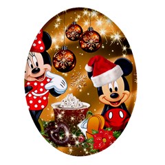 Cartoons, Disney, Merry Christmas, Minnie Oval Glass Fridge Magnet (4 Pack)