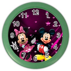 Cartoons, Disney, Mickey Mouse, Minnie Color Wall Clock by nateshop