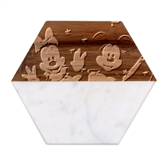 Cartoons, Disney, Mickey Mouse, Minnie Marble Wood Coaster (hexagon) 
