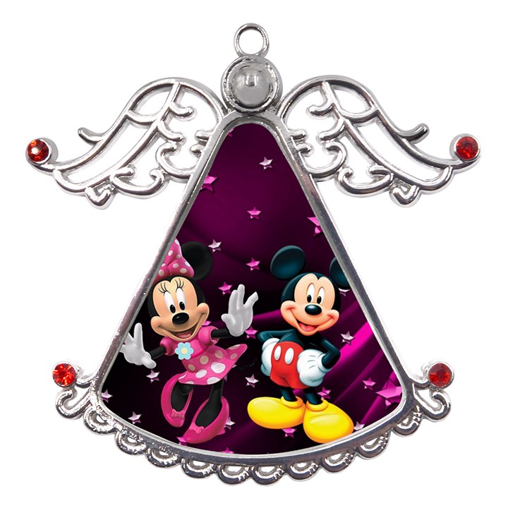 Cartoons, Disney, Mickey Mouse, Minnie Metal Angel with Crystal Ornament