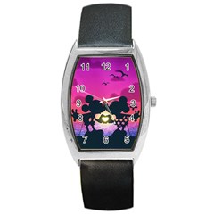 Mickey And Minnie, Mouse, Disney, Cartoon, Love Barrel Style Metal Watch by nateshop