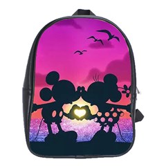 Mickey And Minnie, Mouse, Disney, Cartoon, Love School Bag (xl) by nateshop