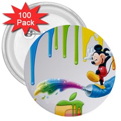 Mickey Mouse, Apple Iphone, Disney, Logo 3  Buttons (100 Pack) 
