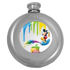 Mickey Mouse, Apple Iphone, Disney, Logo Round Hip Flask (5 Oz) by nateshop