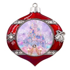 Disney Castle, Mickey And Minnie Metal Snowflake And Bell Red Ornament by nateshop