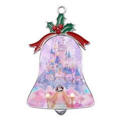 Disney Castle, Mickey And Minnie Metal Holly Leaf Bell Ornament by nateshop