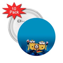 Minions, Blue, Cartoon, Cute, Friends 2 25  Buttons (10 Pack)  by nateshop