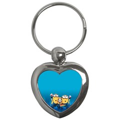 Minions, Blue, Cartoon, Cute, Friends Key Chain (heart) by nateshop