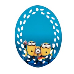 Minions, Blue, Cartoon, Cute, Friends Oval Filigree Ornament (two Sides) by nateshop