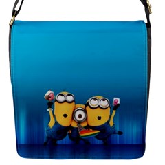 Minions, Blue, Cartoon, Cute, Friends Flap Closure Messenger Bag (s) by nateshop