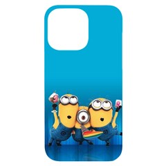 Minions, Blue, Cartoon, Cute, Friends Iphone 14 Pro Max Black Uv Print Case by nateshop