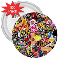 Sticker Bomb, Art, Cartoon, Dope 3  Buttons (100 Pack)  by nateshop