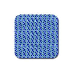 Skyblue Floral Rubber Square Coaster (4 Pack) by Sparkle