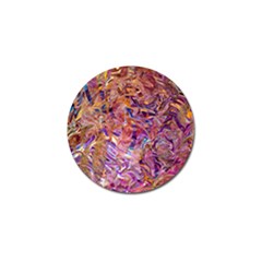 Ochre On Fuchsia Blend Golf Ball Marker by kaleidomarblingart