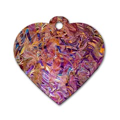 Ochre On Fuchsia Blend Dog Tag Heart (one Side) by kaleidomarblingart