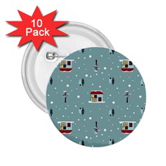 Seamless Pattern With Festive Christmas Houses Trees In Snow And Snowflakes 2.25  Buttons (10 pack) 