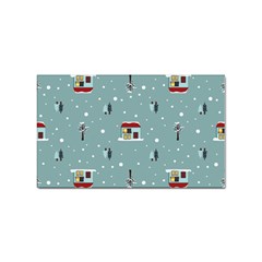 Seamless Pattern With Festive Christmas Houses Trees In Snow And Snowflakes Sticker Rectangular (10 pack)