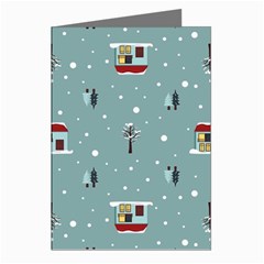 Seamless Pattern With Festive Christmas Houses Trees In Snow And Snowflakes Greeting Cards (Pkg of 8)