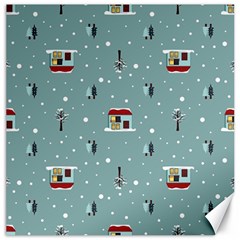 Seamless Pattern With Festive Christmas Houses Trees In Snow And Snowflakes Canvas 12  x 12 