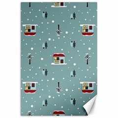 Seamless Pattern With Festive Christmas Houses Trees In Snow And Snowflakes Canvas 24  x 36 